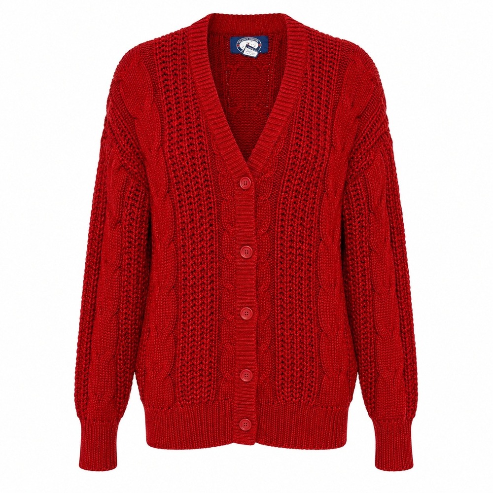 Knights Bridge Fisherman Cable Knit Cardigan Mens Size M Old Money Preppy Retro